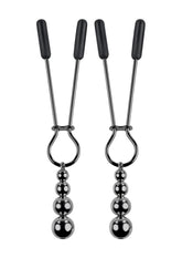 Selopa Beaded Nipple Clamps - Black Chrome - Black